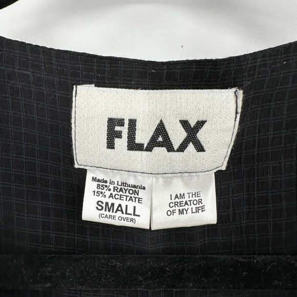 Flax Womens Blue Black Gingham Check Button Front Cropped Vest Small Indie Artsy - Picture 3 of 7